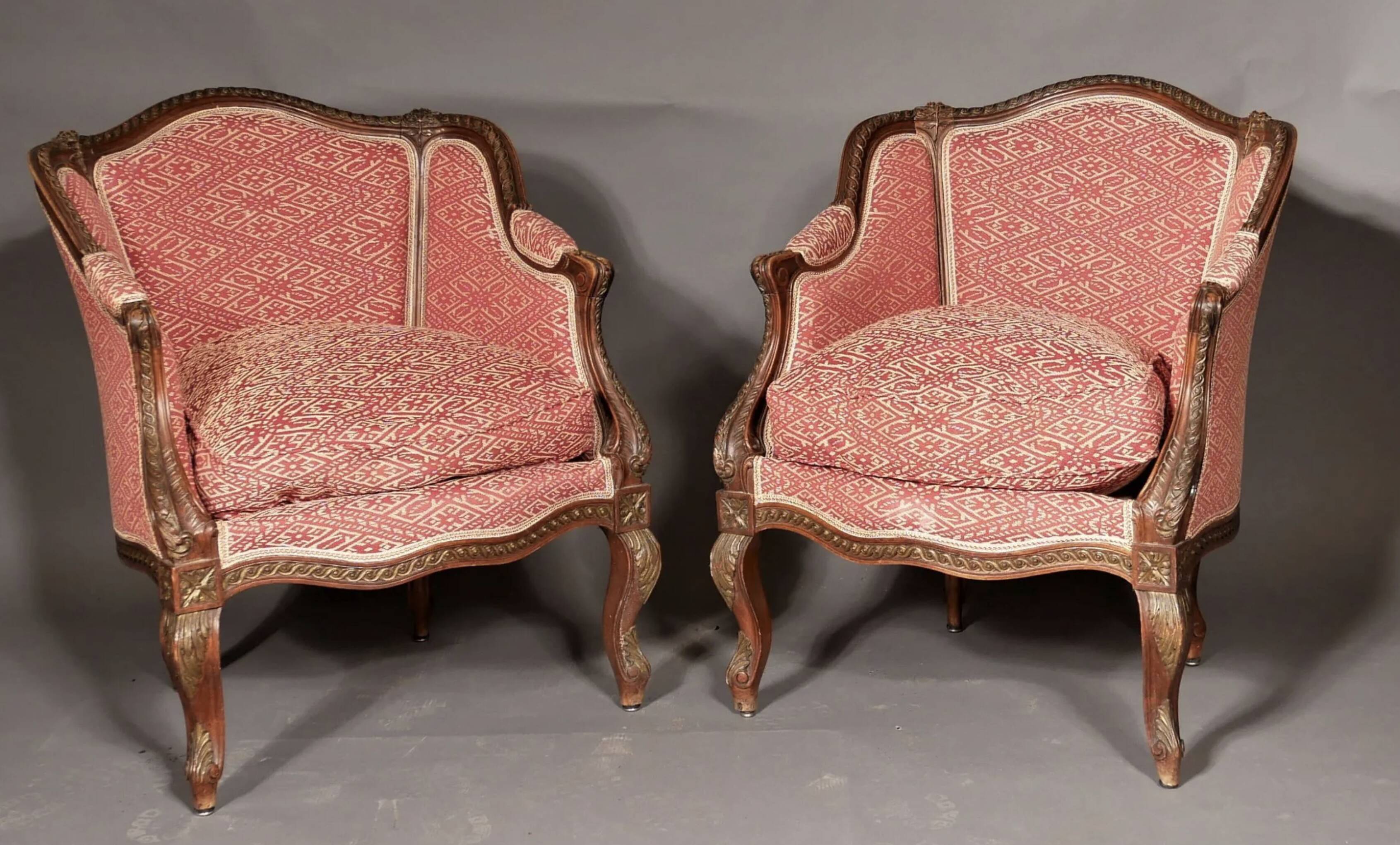 Pair of Louis XV style shepherdess armchairs
