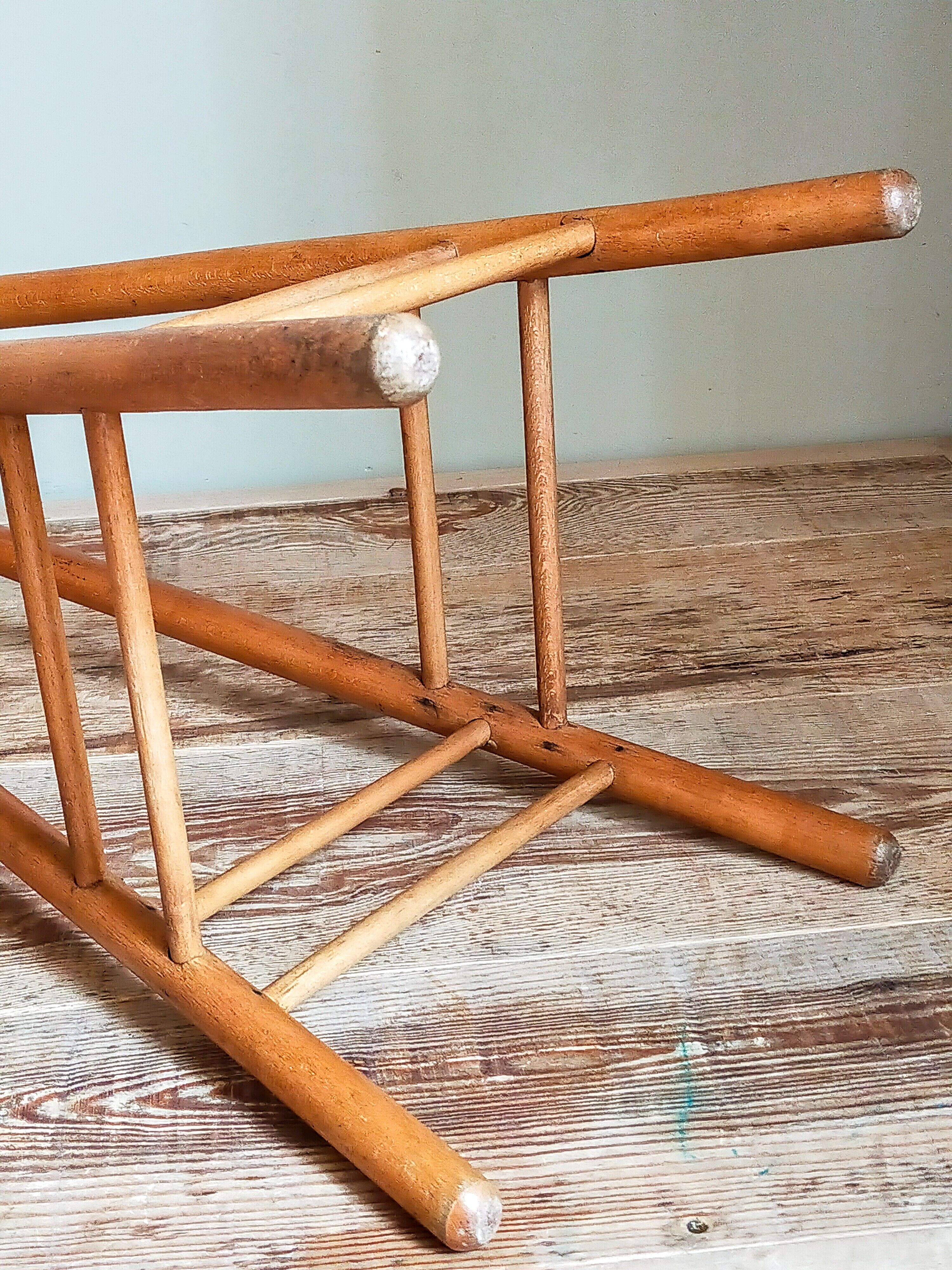Vintage solid blond wood bar stool