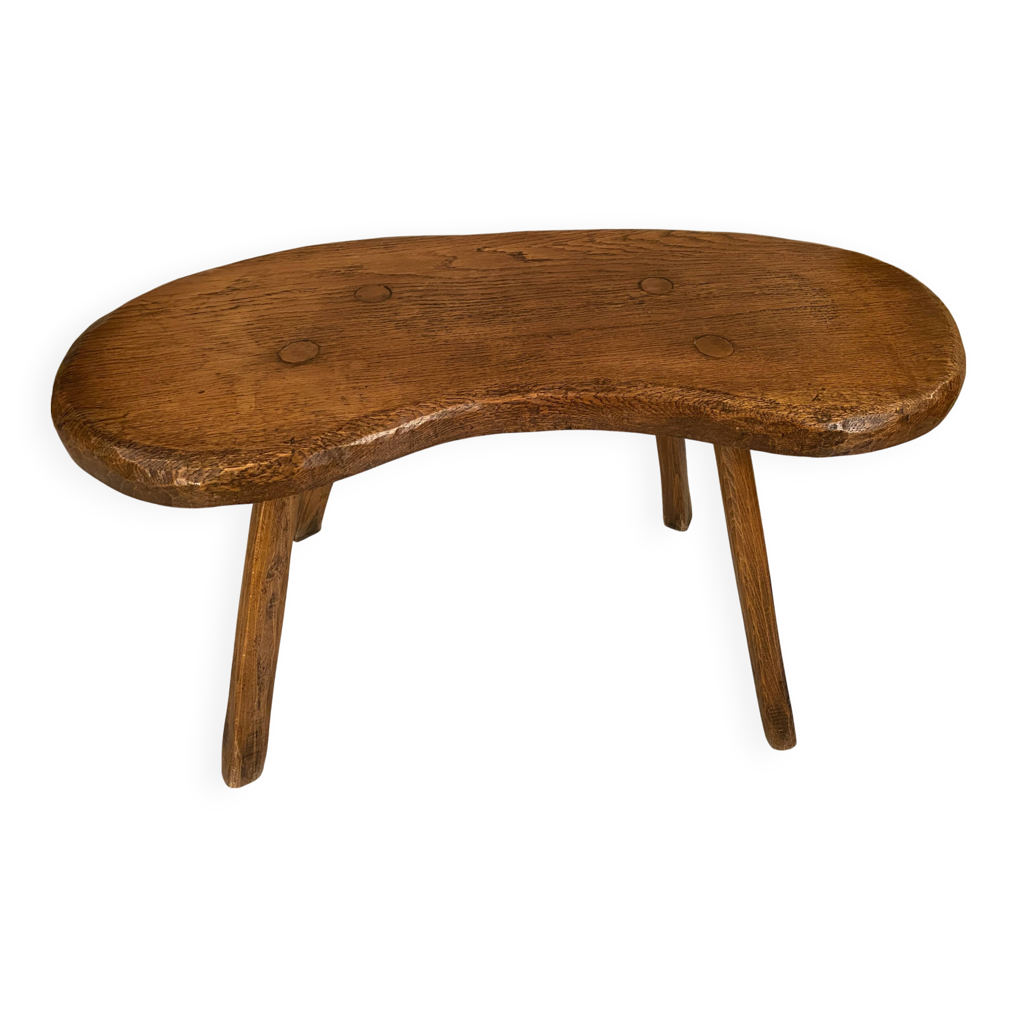 Small brutalist solid wood bench