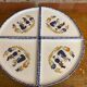 Set of 4 white ceramic crepe plates with vintage Quimper decor