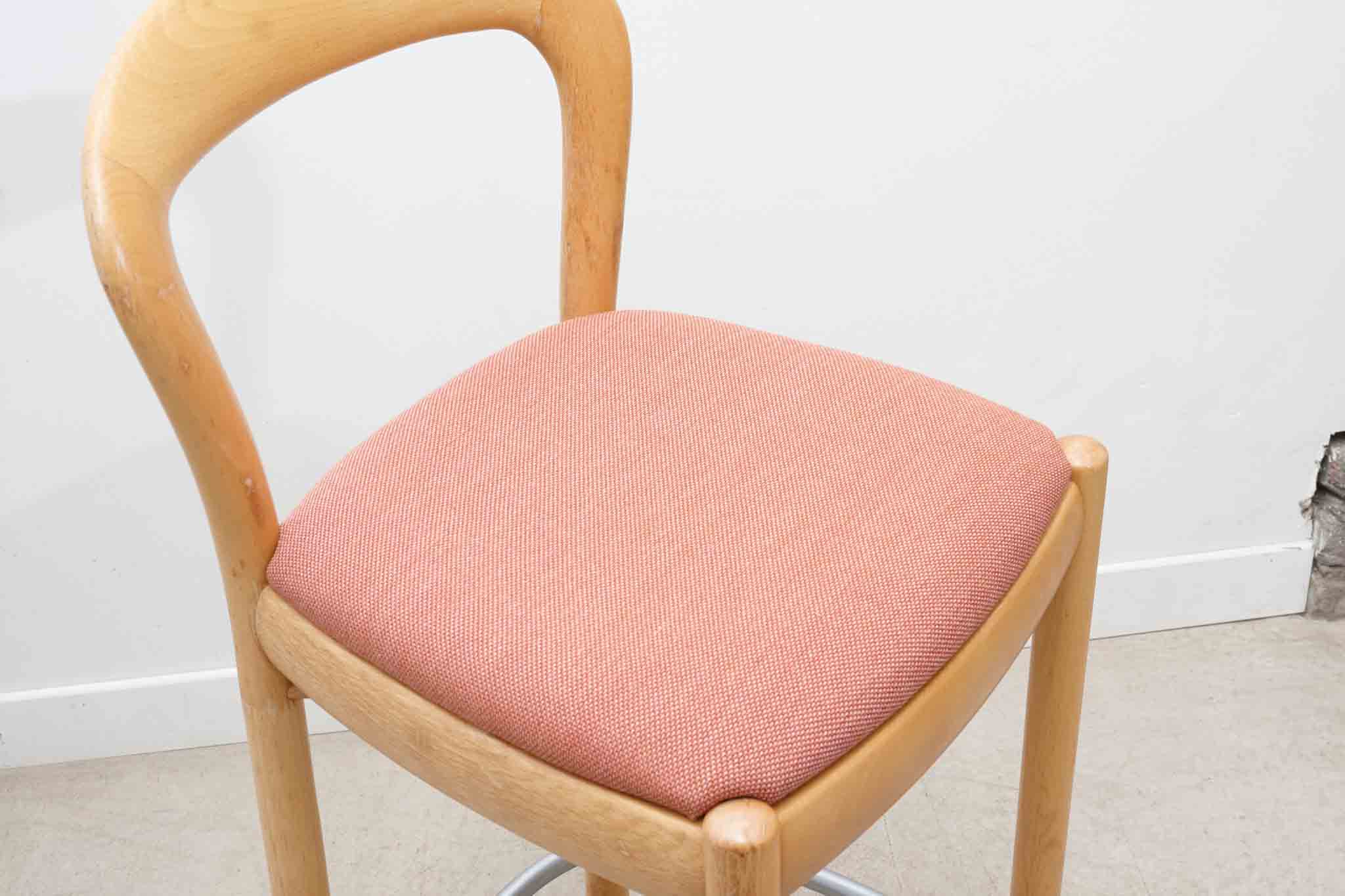 Bruno Rey style high chair in pale red and beech