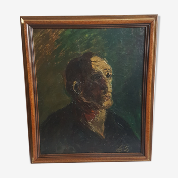 Ancienne peinture à l'huile, portrait d'homme