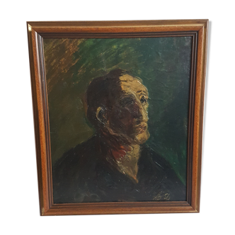 Old oil painting, portrait of man