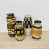 Set of 4 ceramic scheurich west Germany vases , 1970s