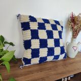 Berber cushion Damier Bleu Béni Ouarain