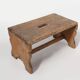 Rustic French wooden stool with beautiful patina, ca. 1900