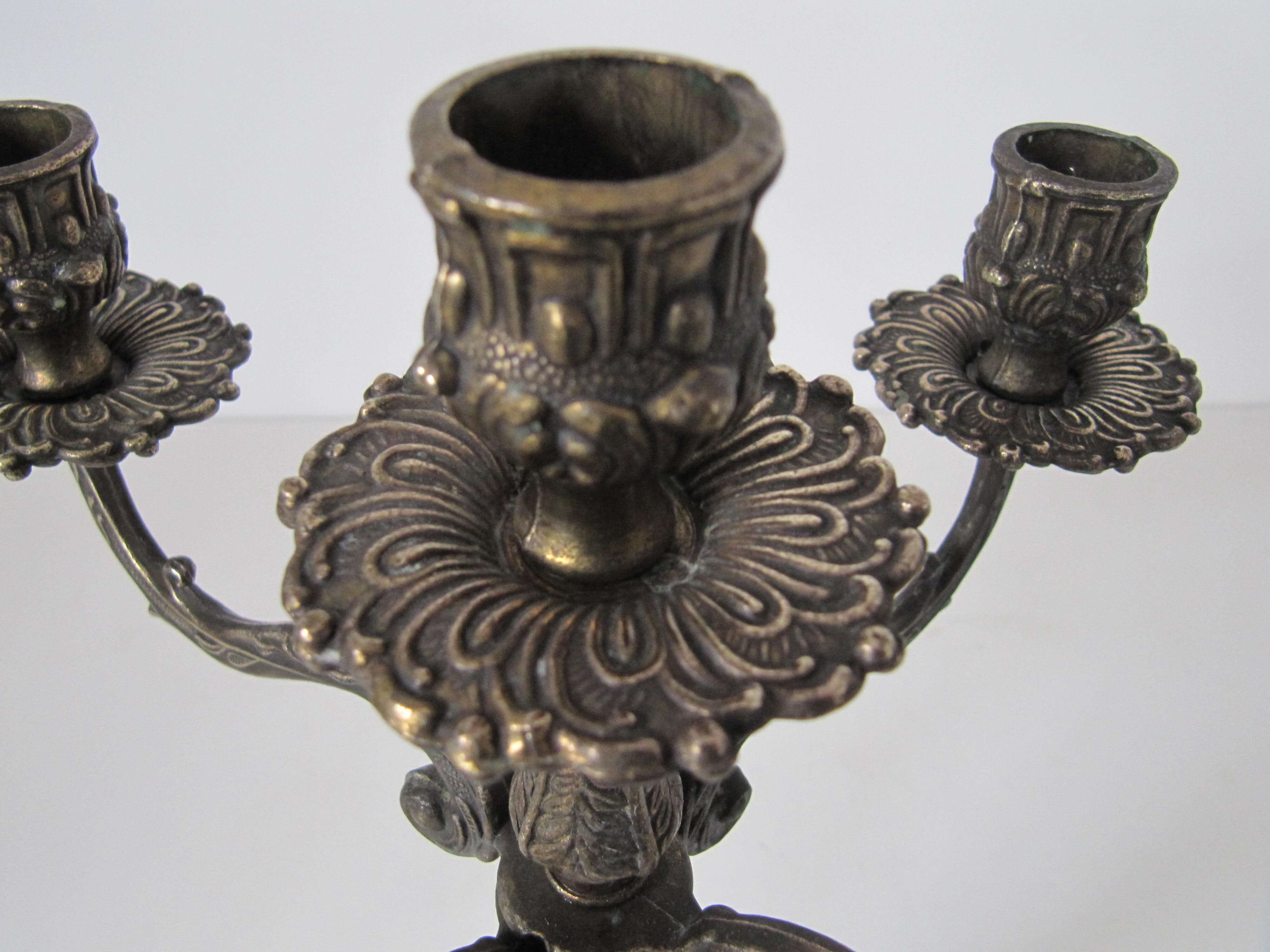 Antique brass and marble chandelier