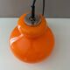 Lampe suspendue vintage Peill & Putzler, plafonnier orange, ère spatiale