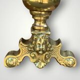 Pair of antique brass and cast iron andirons – Louis XVI style