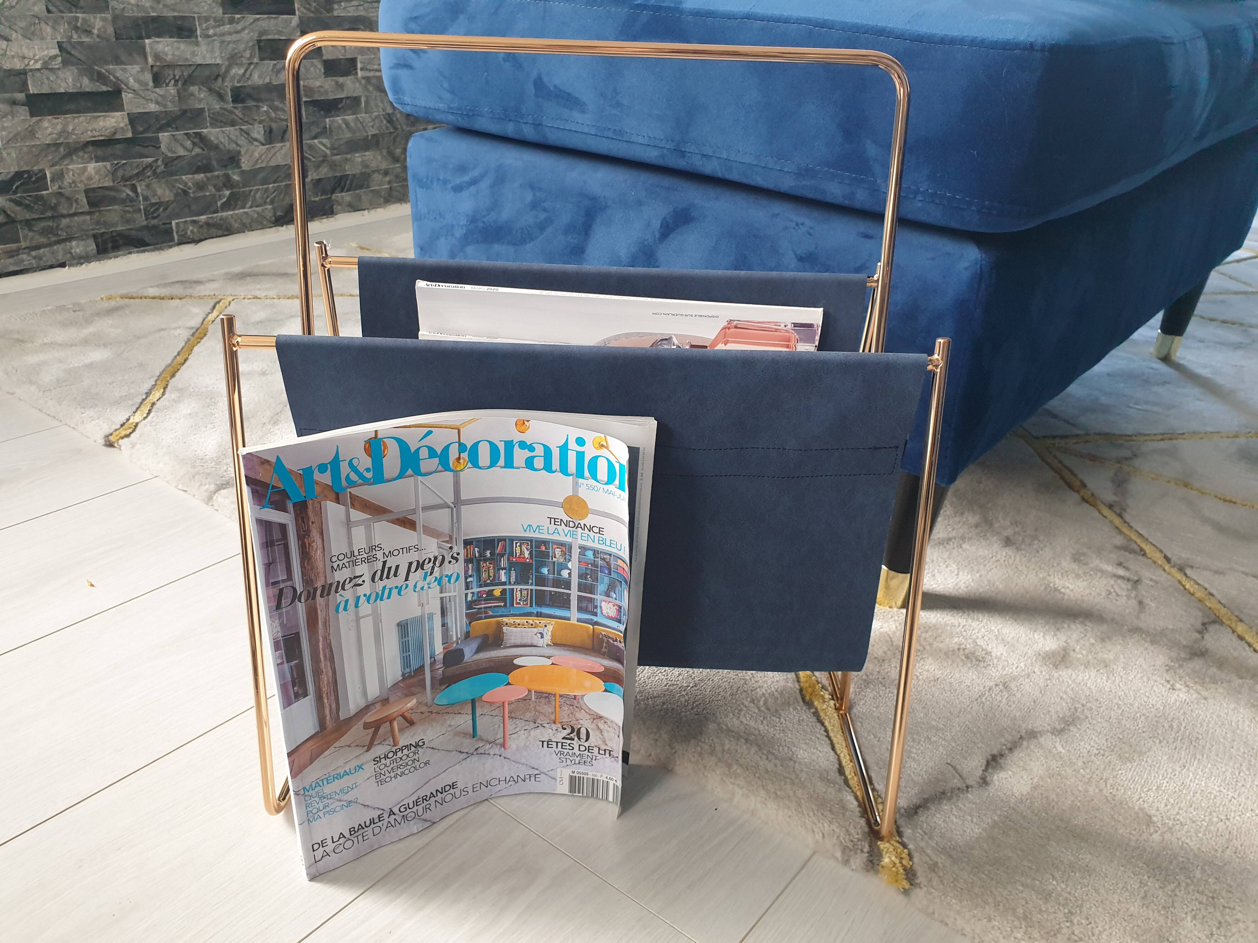 Porte-revue cuir bleu