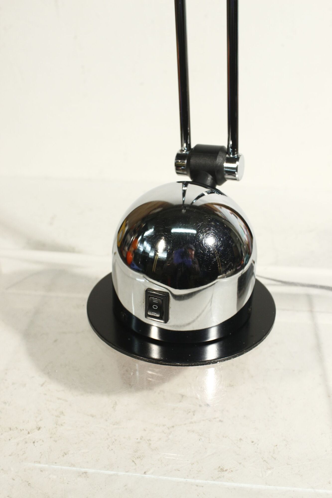 Desk lamp vintage metal chrome articulated arm post-modernist design 1980s