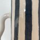 Blue-grey striped ceramic vase with abstract handmade wavy handheld