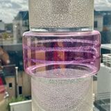 Vintage white and mauve pink frosted glass pendant lamp