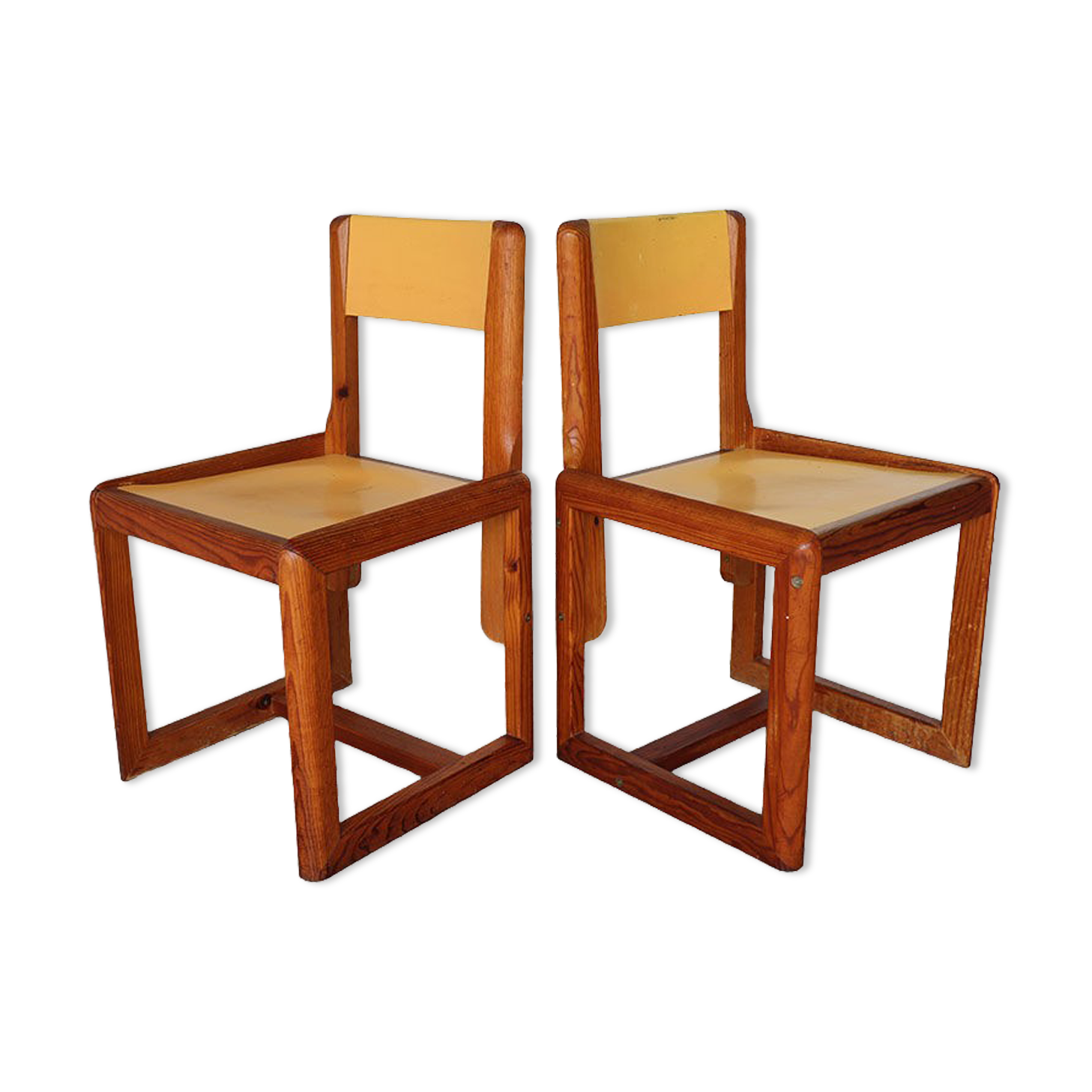 Pair of vintage chairs by André Sornay in wood 1960