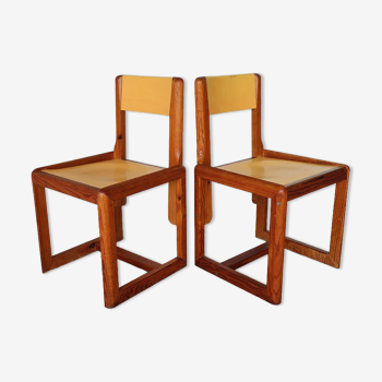 Pair of vintage chairs by André Sornay in wood 1960
