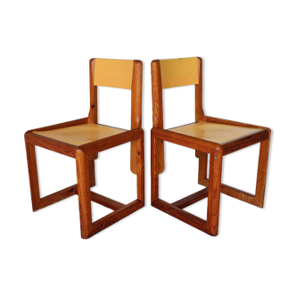Pair of vintage chairs by André Sornay in wood 1960