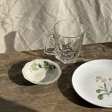 Large glass water jug with handle, hexagonal base, H15 D20.