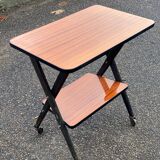 Scandinavian double-tray serving trolley with glossy lacquered top