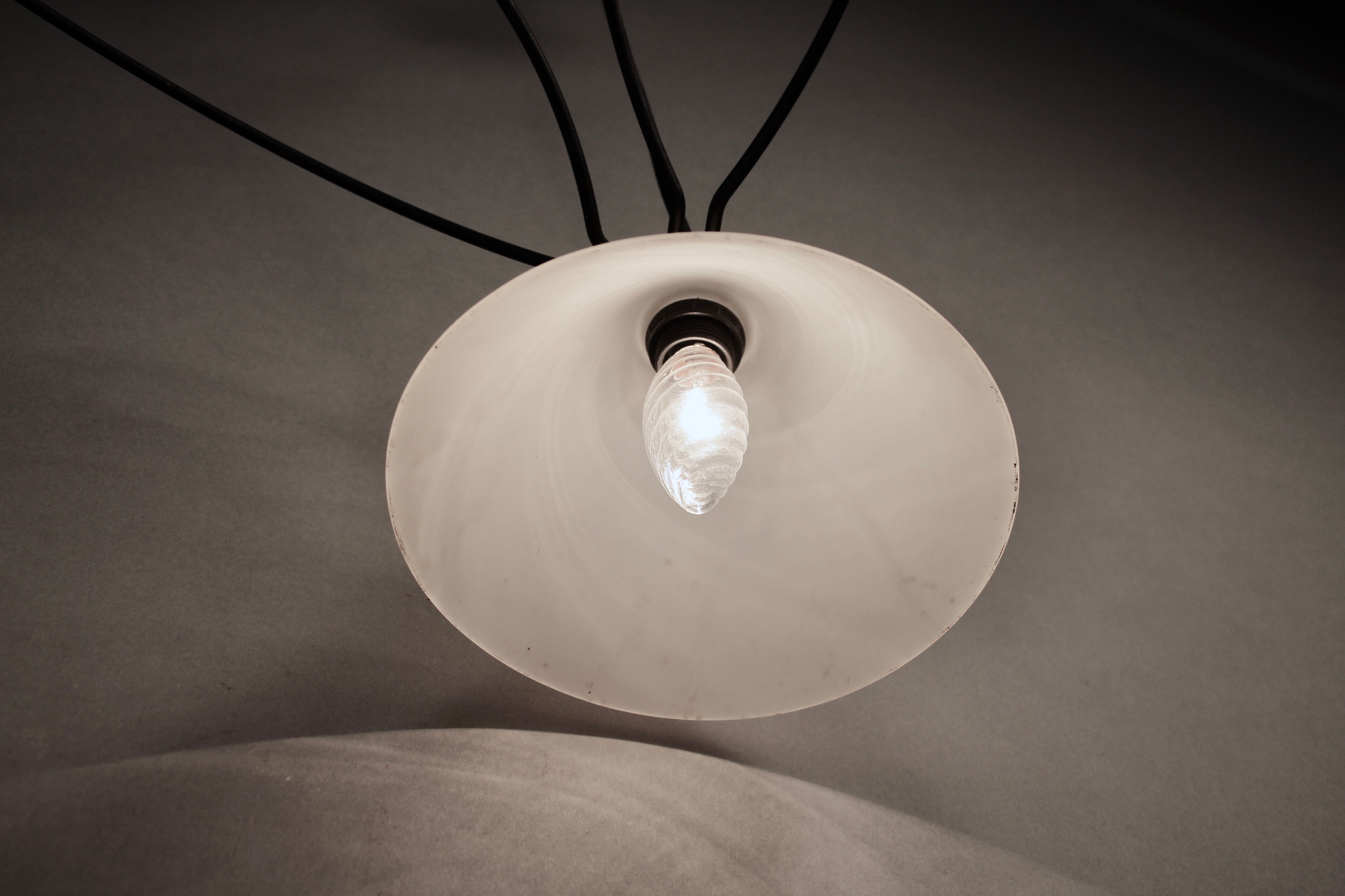 3 opaline iron chandelier