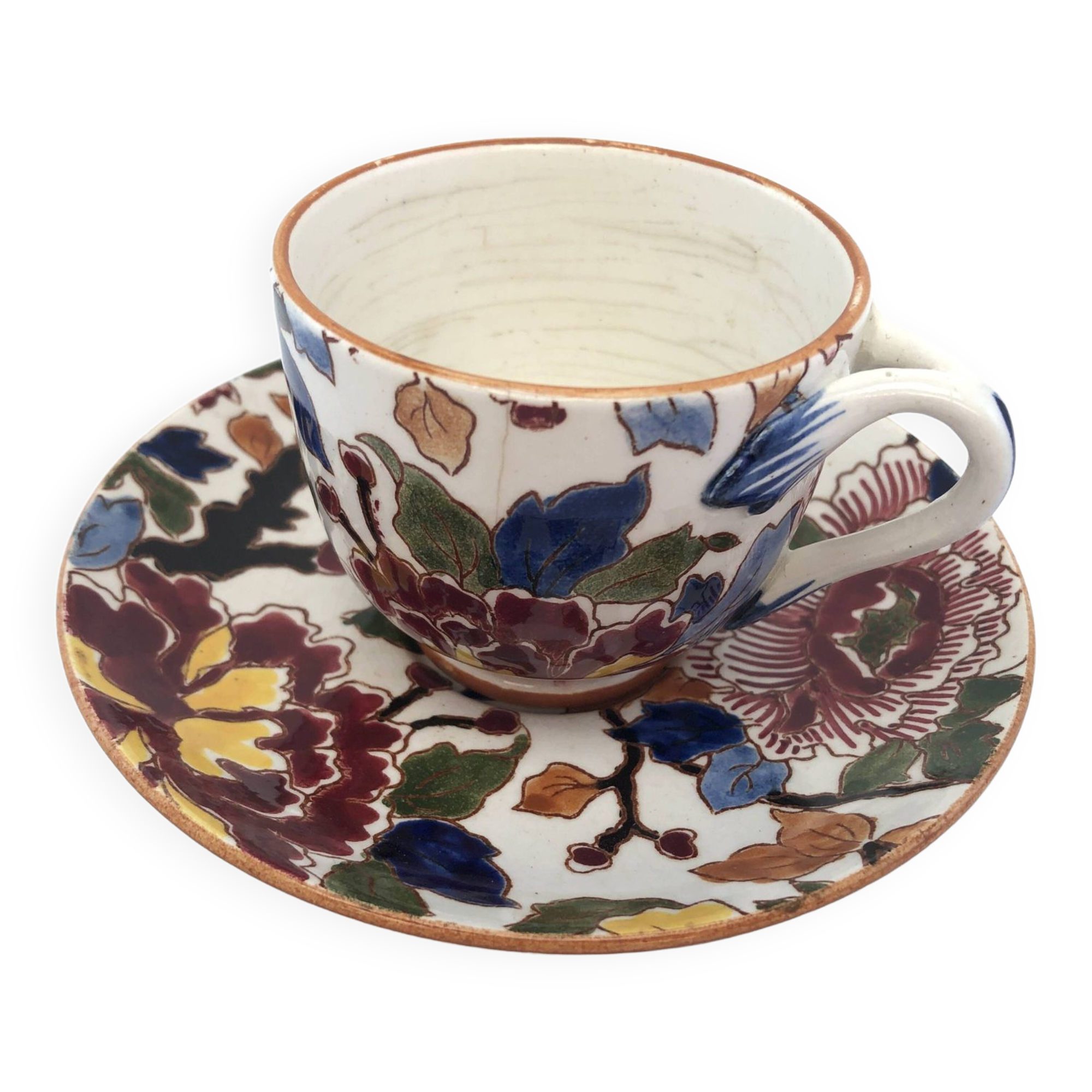 Gien peony coffee cup
