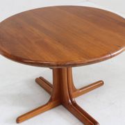 Vintage Danish round extendable dining table solid teak 1960s