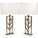 Maison Charles, attributed to. Pair of sunflower lamps. 1970s.