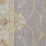 Tapis de couloir en laine grise, motif floral Ziegler fait main