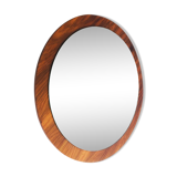 Round mirror with wooden veneer frame, 1970s