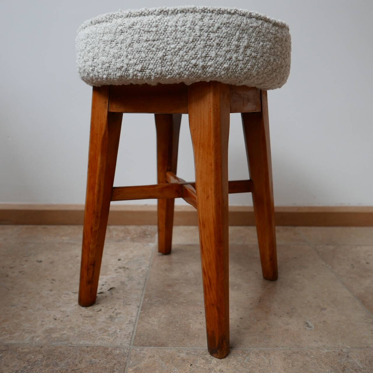 Pair of English Mid-Century Stools with Fresh Upholstery