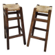Pair of vintage stools with straw seats