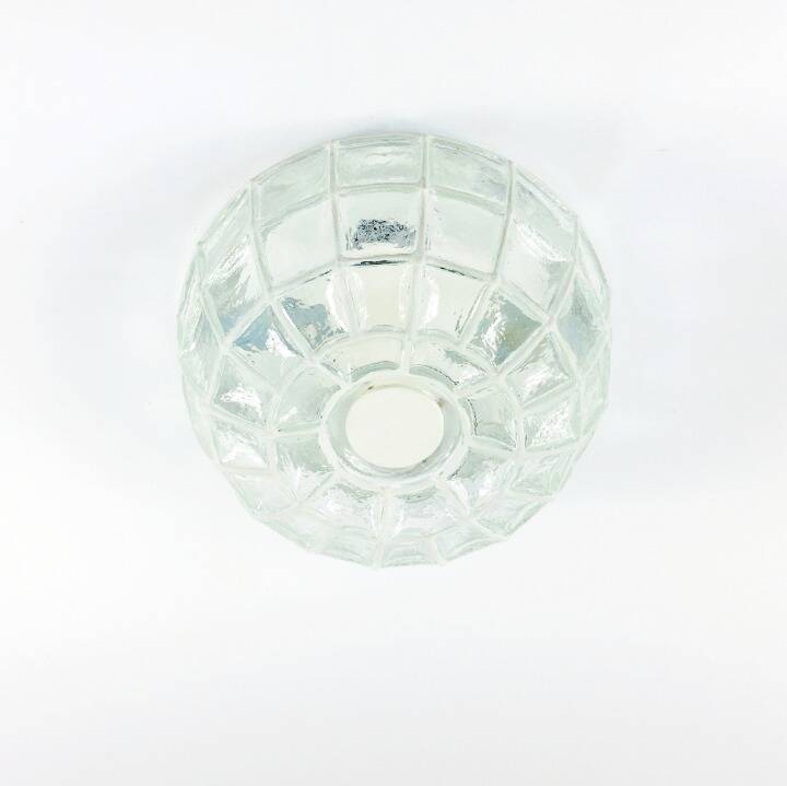 Mid-century modern white iron glass flush mount or ceiling light from limburg, germany, 1960s