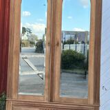 Antique Parisian wardrobe in raw solid oak