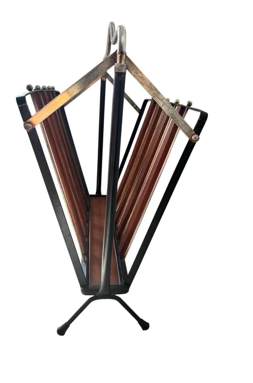Teak and metal magazine rack 1960