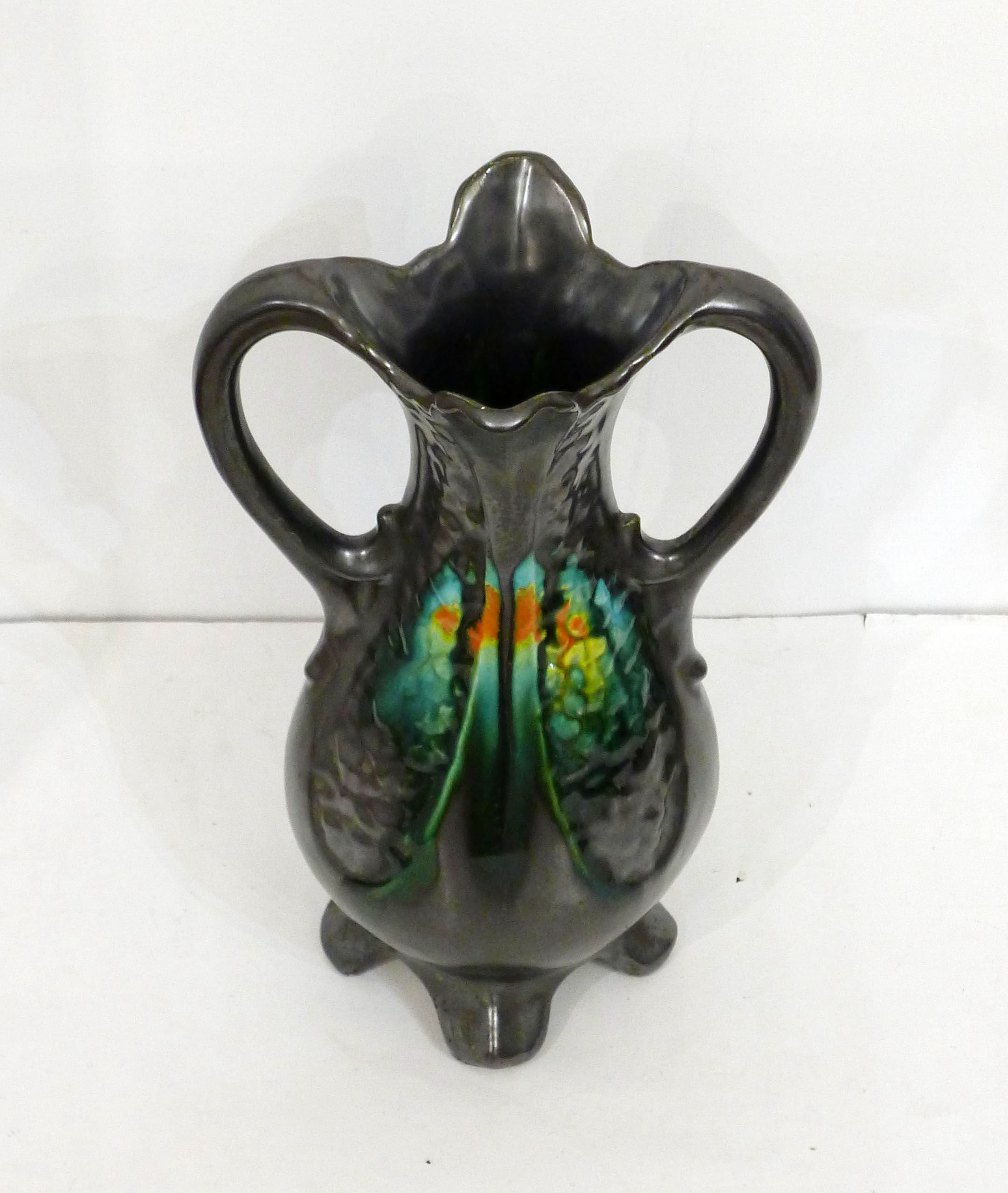 Amphora vase in metallic stoneware