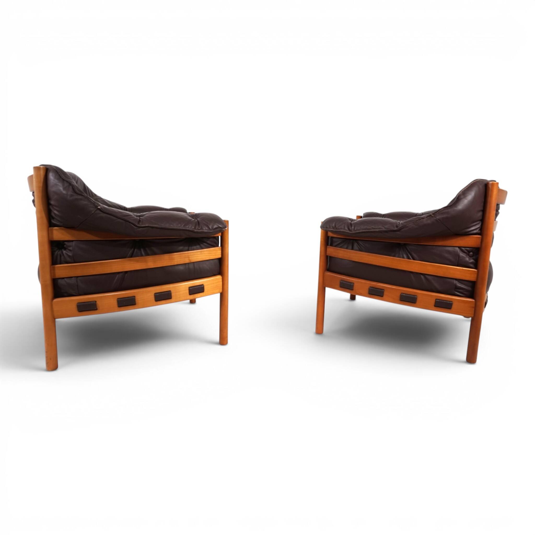 Pair of Coja Leather Lounge Chairs by Sven Ellekaer, 1960