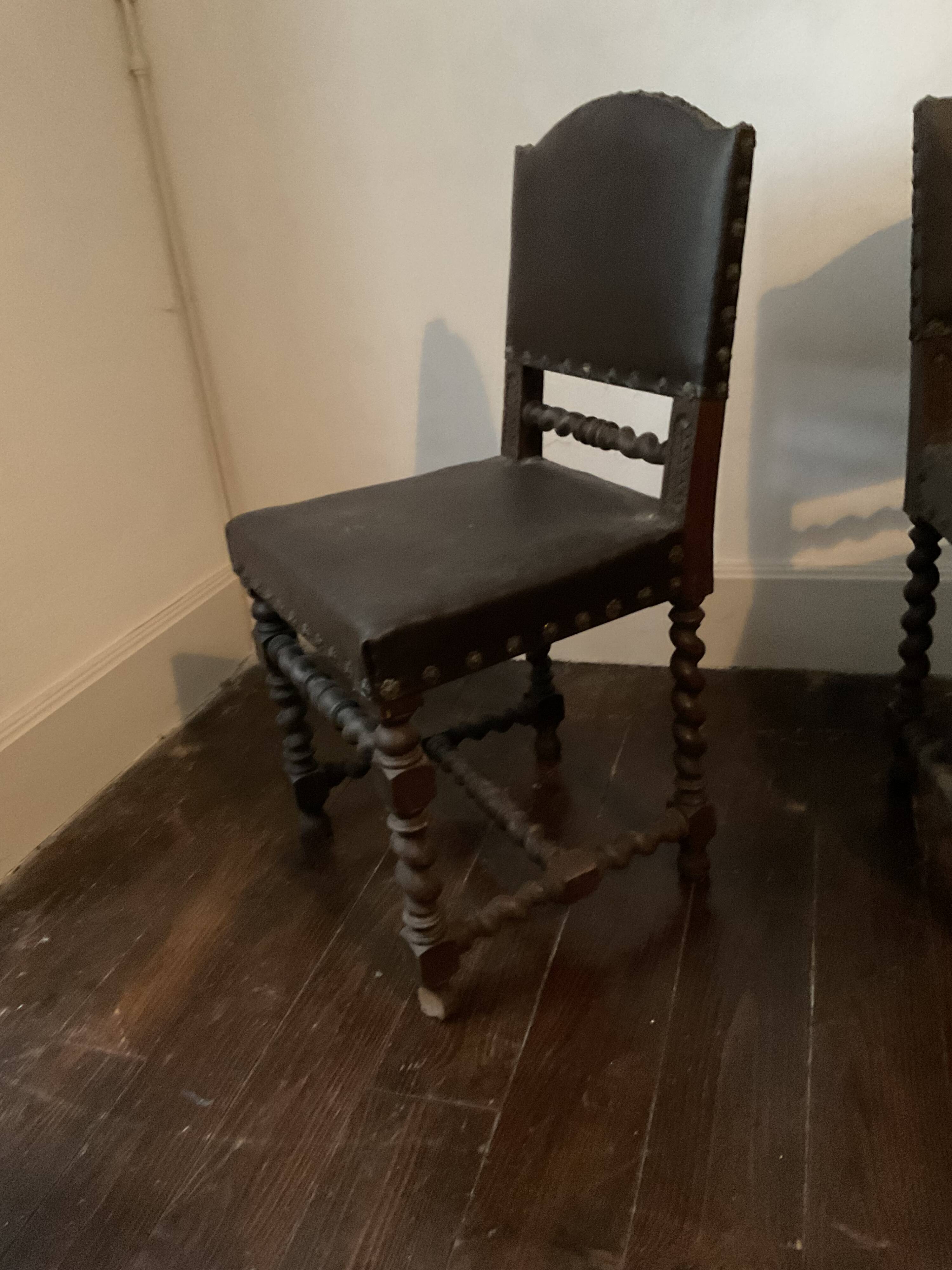 Pair of Louis XIII style oak chairs