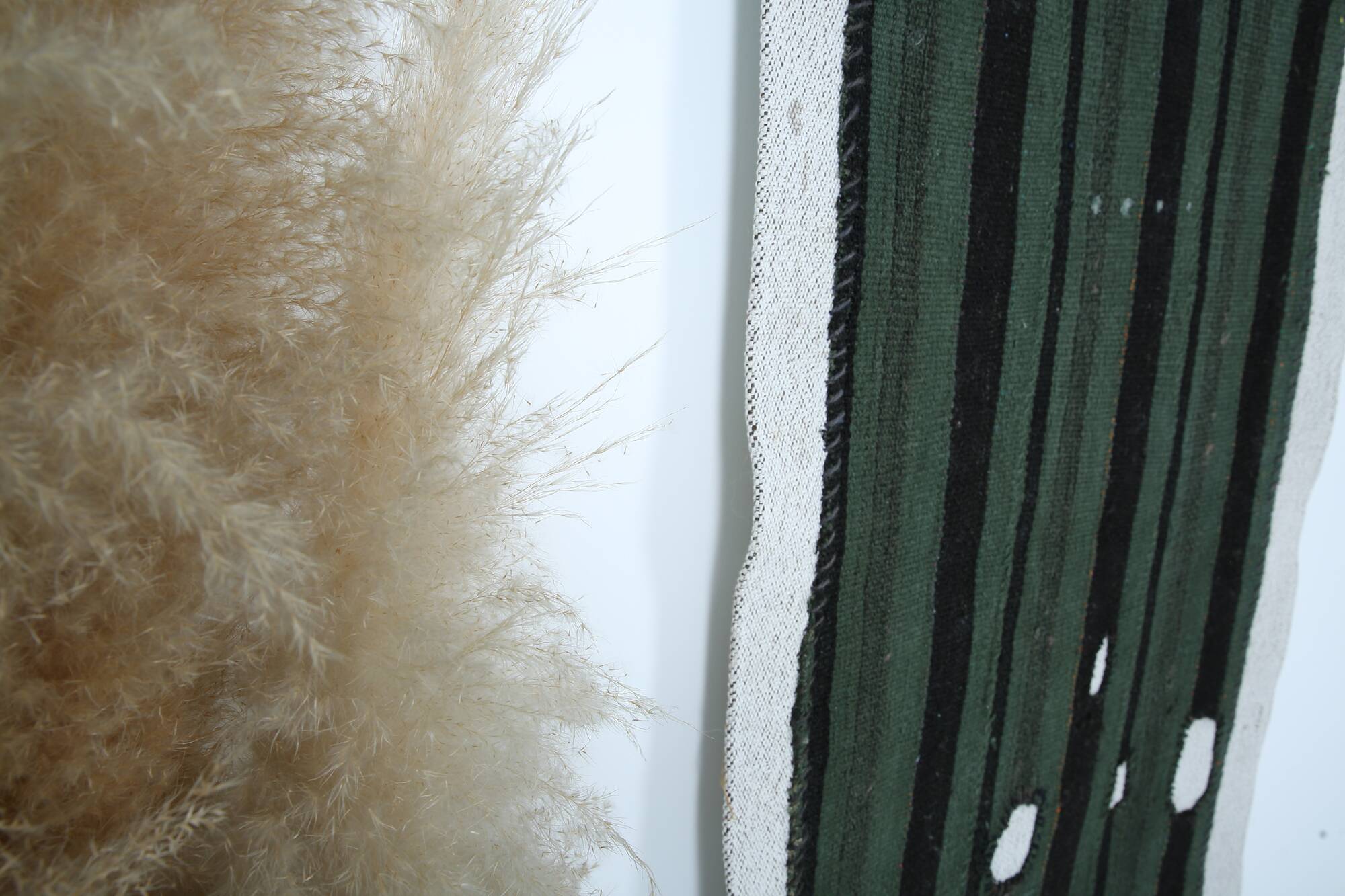 Turkish Green Black Striped Vintage Kilim Rug, 81x163Cm