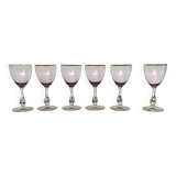 Joseph Stanik 6 red wine glasses of the Zuzanna model in Amethyst color with rims and golden ball
