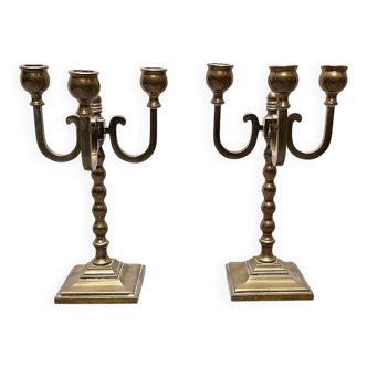 Old Dutch brass candelabras, 1920s