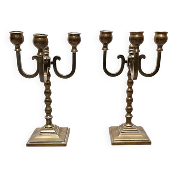 Old Dutch brass candelabras, 1920s