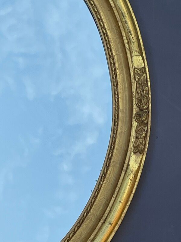 Old oval mirror medallion gilded wood & stucco louis XVI style  49x59cm