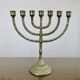 Large candle holder, candlestick, solid bronze, 7 candles, 1970s, Menorah