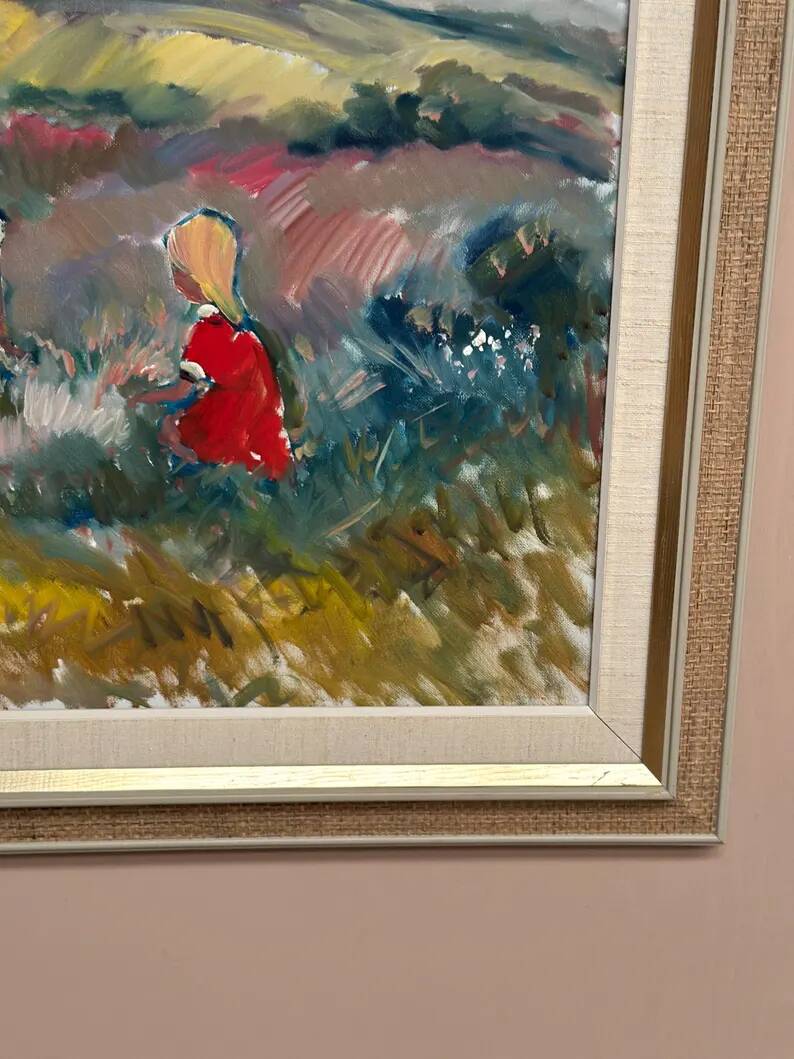 Original Swedish Oil on Canvas - "Children Playing" by Nils Sewerin (1920-1985) - Signed - Vintage and Framed - 77 × 66 cm (30.3" × 26")