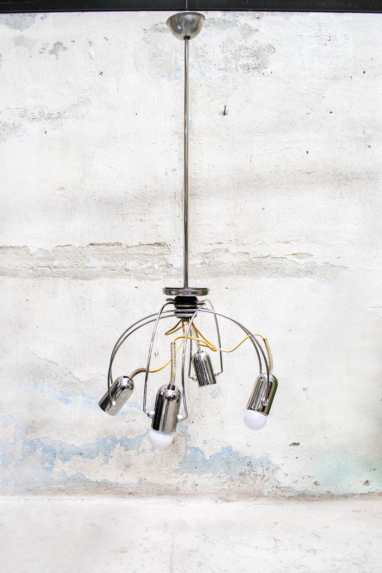 Lampe de plafond en acier par Francesco Fois pour Reggiani, Italie, 1960s