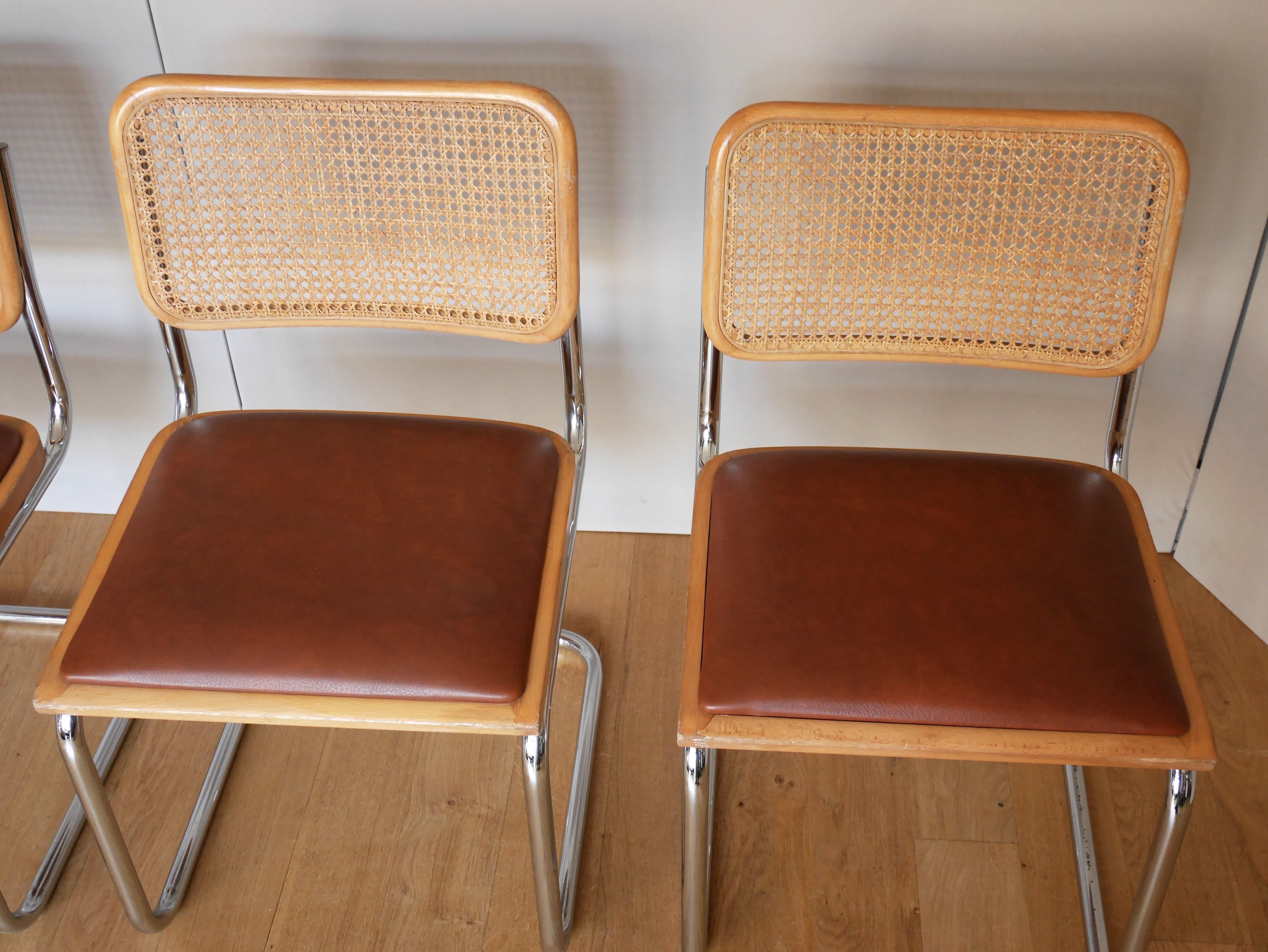 4 chaises Cesca B32 de Marcel Breuer années 70