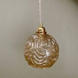 Vintage amber glass globe pendant light