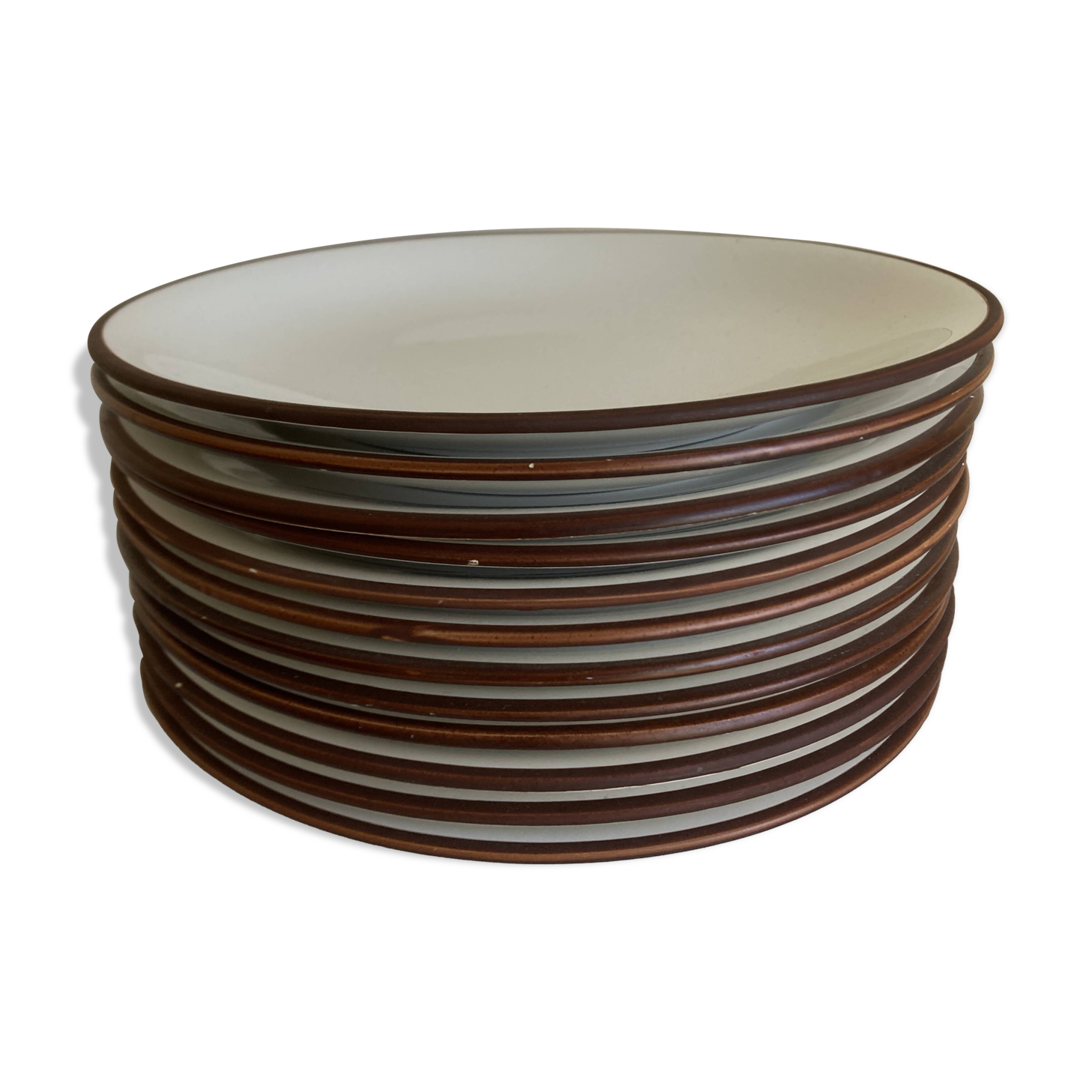 set of 12 flat plates in Siena enameled earthenware by KMK Scandinavian 1965