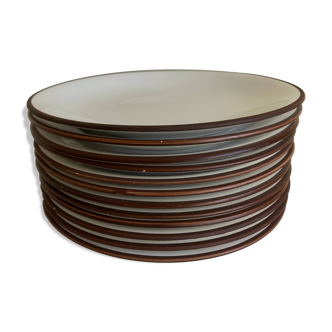 set of 12 flat plates in Siena enameled earthenware by KMK Scandinavian 1965