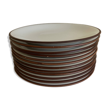 set of 12 flat plates in glazed earthenware Siena by KMK Scandinavia 1965