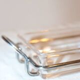 Glass and silver-plated metal butter dish